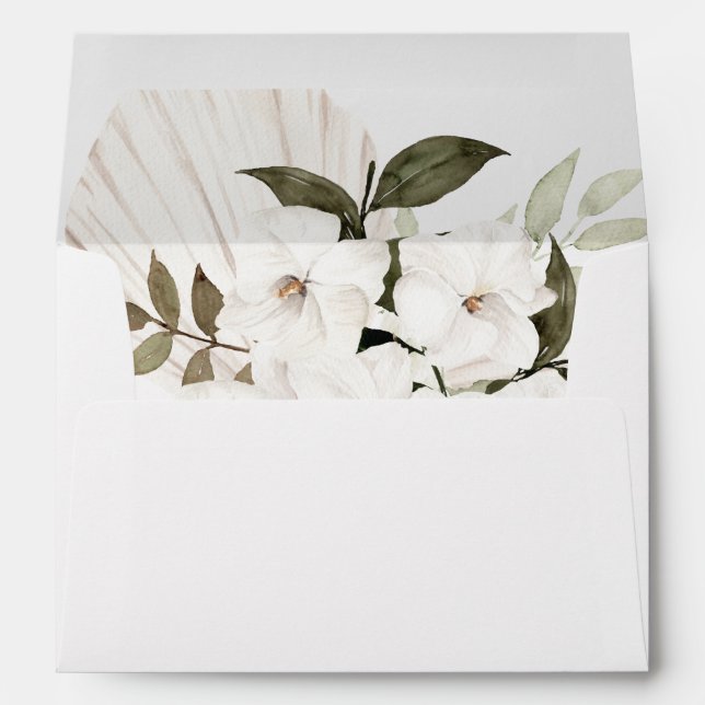 White Boho Bohemian Floral Envelope (Back (Bottom))