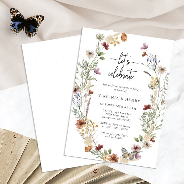 White Boho Engagement Party Invitation (White Floral Boho Engagement Party Invitation by Painted Paperie
)