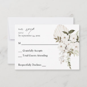 White Boho Floral no Meal RSVP Card