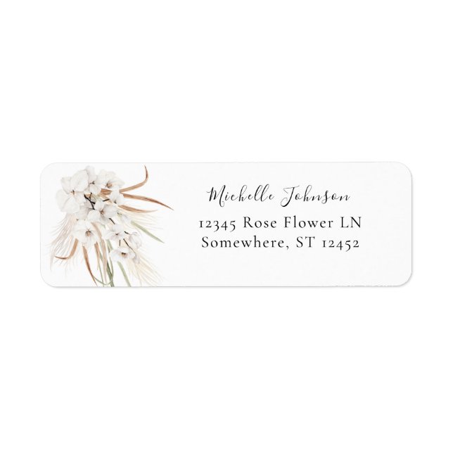 White Boho Floral Return Address Label 2 (Front)