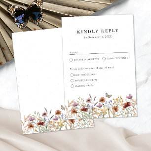 White Boho Floral RSVP Card