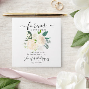White Boho Floral Seed Packet Memorial Funeral Envelope
