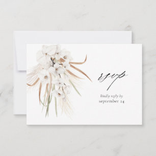 White Boho Floral w Meal RSVP Card 2