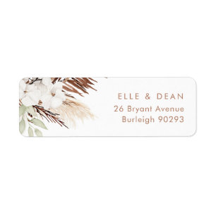 White Boho Floral Wedding Return Address Label
