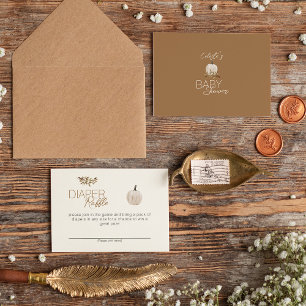 White Boho Pumpkin Baby Shower Diaper Raffle Enclosure Card