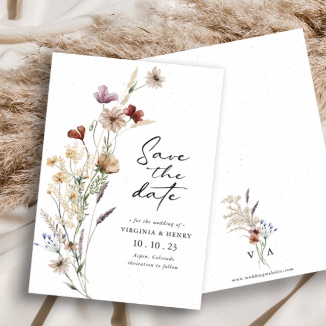 White Boho Save The Date Flat Card (Creator Uploaded)