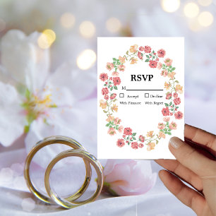 White Boho Watercolor Flowers Wedding RSVP  Invitation
