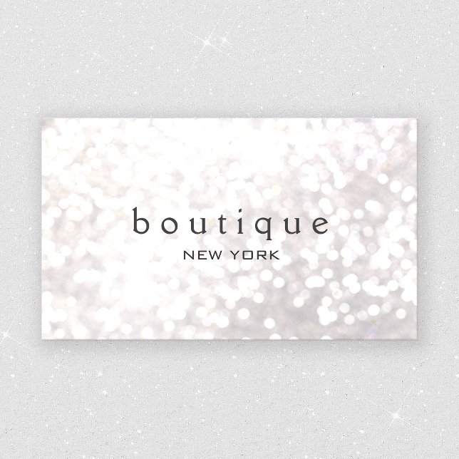 White Bokeh Glitter Modern Fashion & Beauty Business Card (Creator Uploaded)