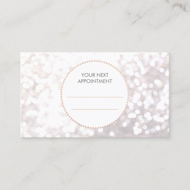 White Bokeh Gold Sequin Hair Salon Appointment Card (Front)