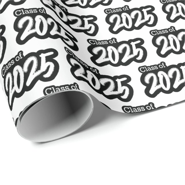 White Bold Brush Class of 2025 Wrapping Paper (Roll Corner)