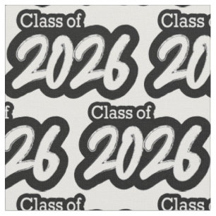 White Bold Brush Class of 2026 Fabric