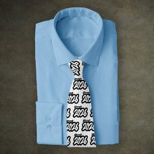 White Bold Brush Class of 2026 Neck Tie