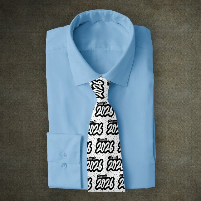 White Bold Brush Class of 2026 Neck Tie (Creator Uploaded)