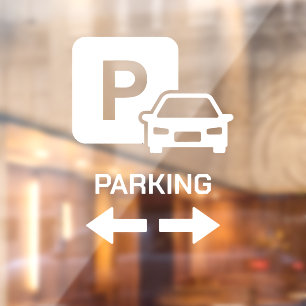 White Bold Directional Parking Area