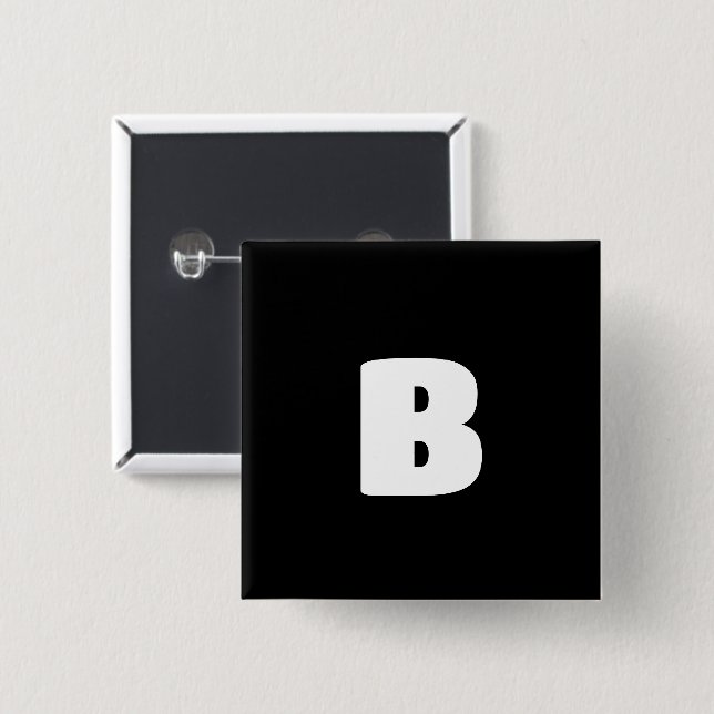 White bold initial on black 15 cm square badge (Front & Back)