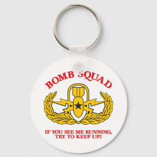 White Bomb Squad Run Keep Up Key Ring