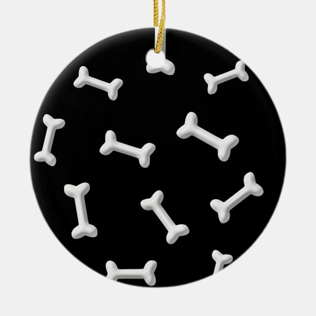 White Bones On Black Background Custom Ceramic Ornament (Front)