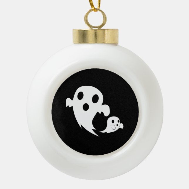 White Boo  Ceramic Ball Christmas Ornament (Front)