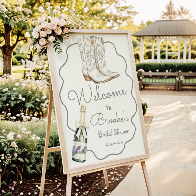 White Boots and Bubbly Bridal Shower Welcome Poster (Creator Uploaded)