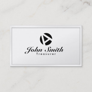 White Border Monogram Treasurer Business Card