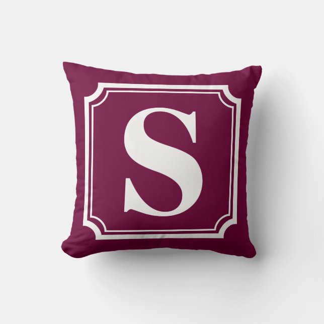 White Border | Personalised Monogram Poppy Pillow (Front)