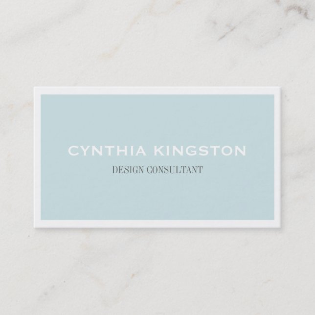White border simply elegant soft blue professional business card (Front)