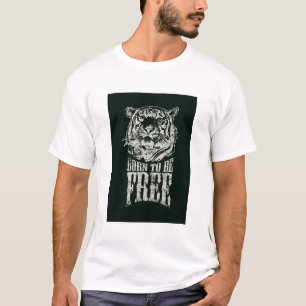White Born to Be Free Tiger Graphic Shirt