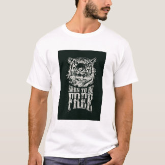 White Born to Be Free Tiger Graphic Shirt