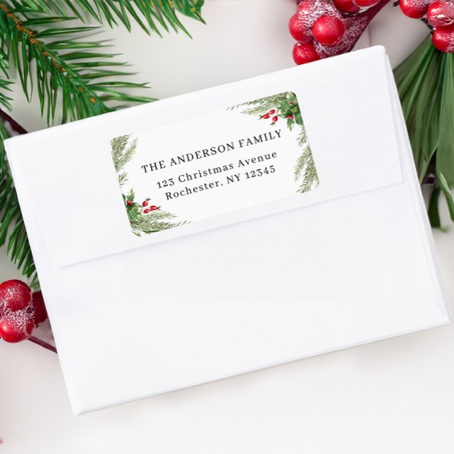 White Botanical Christmas Address Label (Creator Uploaded)