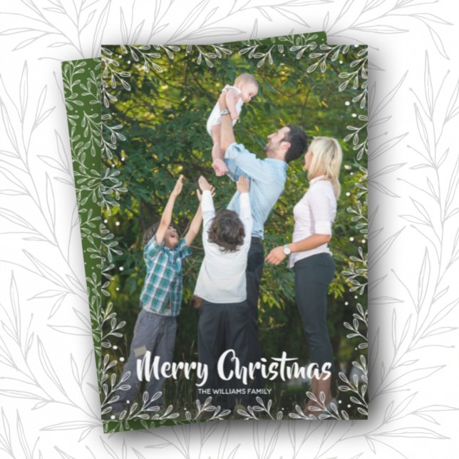 White Botanical Christmas Photo Holiday Card (Creator Uploaded)