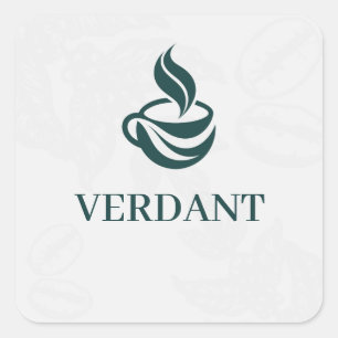 White Botanical Custom Logo Coffee Shop Square Tag