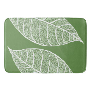 White Botanical Leaf Skeletons Bath Mat