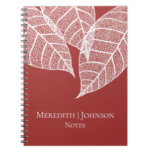 White Botanical Leaf Skeletons   Personalised Notebook