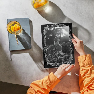 White Botanical Photo Funeral Program