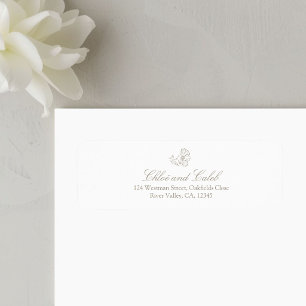 White Botanical Return address label