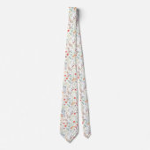 White Botanical Watercolor Floral Neck Tie (Front)
