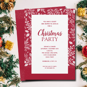 White Botanicals Cranberry Christmas Invitations