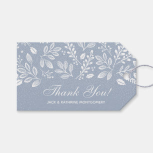 White Botanicals Dusty Blue Thank You Gift Tags