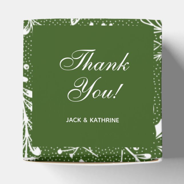 White Botanicals Green Thank You Favour Box (Top)