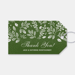 White Botanicals Green Thank You Gift Tags