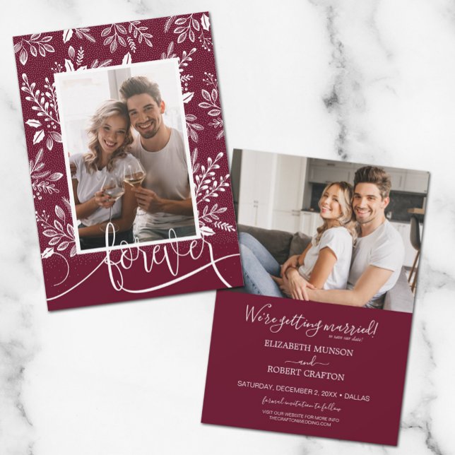 White Botanicals Photo Wedding Save The Date (Creator Uploaded)