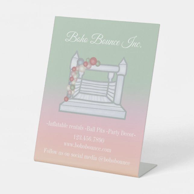 White Bounce Castle Inflatable Party Rentals  Pedestal Sign (Front)