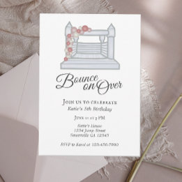 White Bounce House Pink Balloon Garland Birthday Invitation