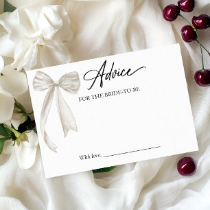 White Bow Bridal Shower Advice Card