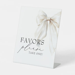 White Bow Bridal Shower Favours Pedestal Sign
