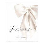 White Bow Bridal Shower Favours Table Sign