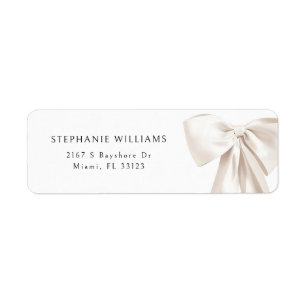 White Bow Bridal Shower Return Address Label
