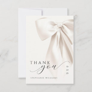 White Bow Bridal Shower Thank You Card