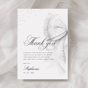 White Bow Bridal Shower Thank You Card