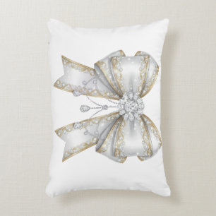 white bow decorative cushion